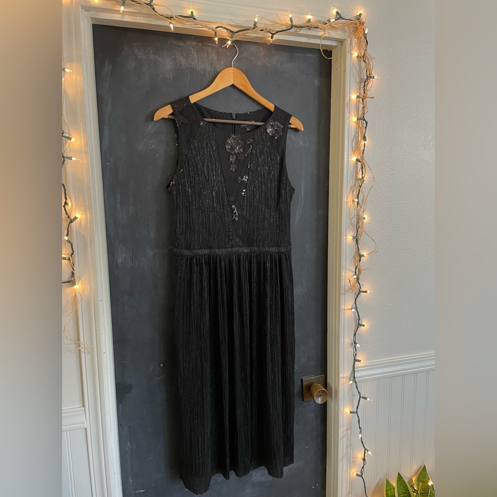 Tahari Arthur S. Levine Dress, Black Shimmer, Embellished, Size 8